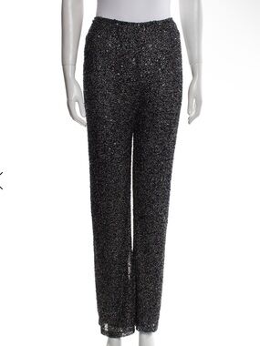 NWT Badgley Mischka Black Sequin Silk Pants